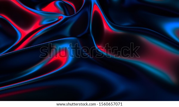3dレンダリング 抽象的な背景 ホログラフィックフォイル 虹色のテクスチャ なびく布 さざなみ 金属反射 のイラスト素材
