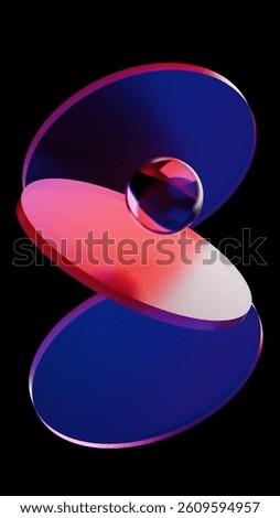 3d render abstract background on dark background, Transparent glossy glass, Colorful shape glass ball with dispersion.