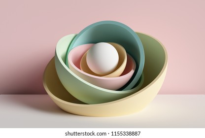 3d Render, Abstract Background, Primitive Geometric Shapes, Pastel Color Palette, Simple Mockup, Minimal Design Elements