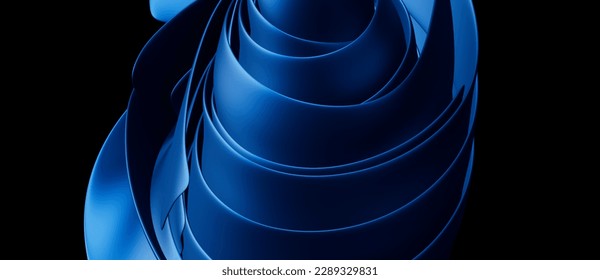 3D render abstract background of smooth lines of spline blue wav
