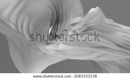 3d render, abstract background with twisted crumpled and folded white drapery, fashion wallpaper with textile macro