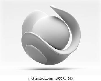 3d render and abstract black   white monochrome art piece surreal sculpture in spherical organic curve wavy smooth   soft biological shape in white matte ceramic material white background