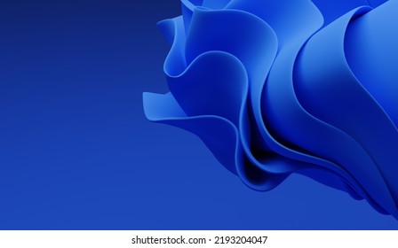 3d render abstract blue paper. Fashion wallpaper. Background waves. Wavy shapes. Twisted liquid shape.