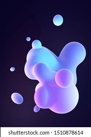 3d Render Abstract Blue And Purple Gradient Color Floating Liquid Blob. (vertical)