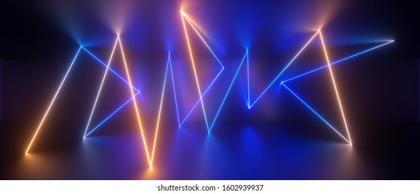 3d Render Abstract Blue Yellow Neon Stock Illustration 1602939937 ...