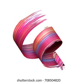 3d Render, Abstract Brush Stroke, Paint Splash, Splatter, Colorful Curl, Artistic Spiral, Vivid Ribbon