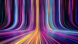 3d Render, Abstract Colorful Background, Bright Neon Rays And Glowing Lines. Pink Yellow Blue Creative Wallpaper