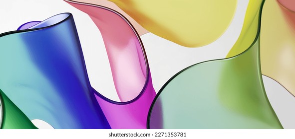 3d render  abstract colorful background  curvy translucent ribbons  Modern wallpaper