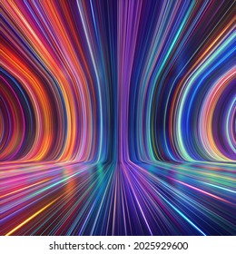 3d render, abstract colorful neon background with glowing lines. Spectrum wallpaper. Empty virtual scene - Shutterstock ID 2025929600