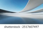 3d render of abstract curve structure futuristic architecture with empty concrete floor