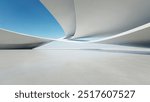 3d render of abstract curve structure futuristic architecture with empty concrete floor