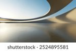 3d render of abstract curve structure futuristic architecture with empty concrete floor