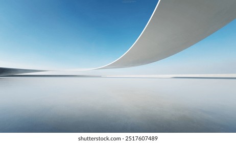 3d render of abstract curve structure futuristic architecture with empty concrete floor