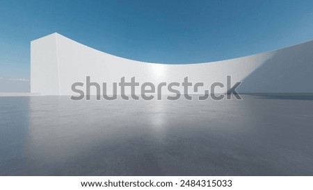 3d render of abstract curve structure futuristic architecture with empty concrete floor