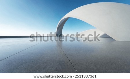 3d render of abstract curve structure futuristic architecture with empty concrete floor