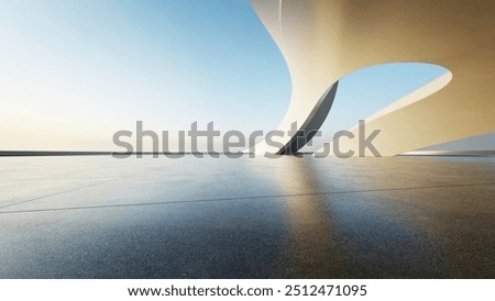 3d render of abstract curve structure futuristic architecture with empty concrete floor