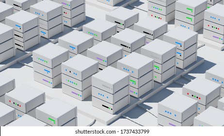 3d Render Of Abstract Database. Server Stack Concept. Data Processing Center.

