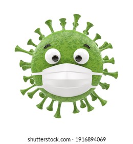 3d Render, Abstract Emotional Virus Icon, Confused Character Illustration, Sick, Mask, Confuse, Disease, Pain, Hurt, Cute Cartoon Virus, Emoji, Emoticon, Toy