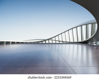 3d render abstract futuristic architecture and concrete floor 