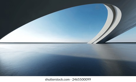 3d render of abstract futuristic architecture with concrete floor. - Powered by Shutterstock