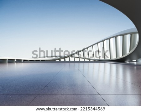 3d render of abstract futuristic architecture with concrete floor. 商業照片 © 