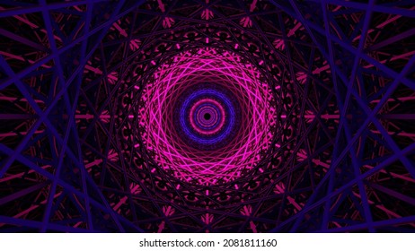 3D Render. Abstract Futuristic Geometric Shapes Background. Beautiful Relaxing Stylish Trippy Psychedelic VJ Loop. Modern Background, Screensaver