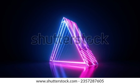 3d render, abstract geometric background, glowing neon lines inside the triangular glass shape. Trendy minimalist wallpaper