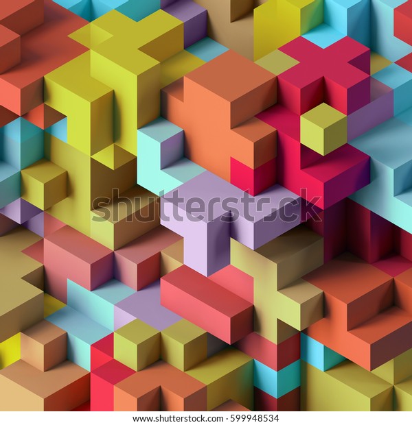 3dレンダリング 抽象的な幾何学的背景 カラフルなコンストラクタ