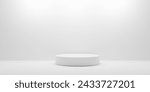3d render abstract geometric composition with shadow on the wall. 3d background products display scene with sunlight. pedestal postcard. Exhibition Podium, stand, podium backdrop and mockup