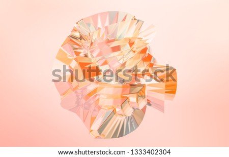 3d render. Abstract geometric crystal background, iridescent texture, faceted gem.