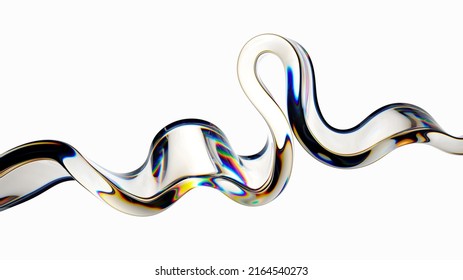3d render  abstract glass wavy shape isolated white background  Modern minimal wallpaper