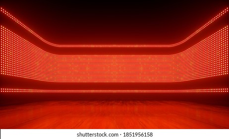 3d Render, Abstract Infrared Background With Neon Lights, Minimal Stage Design With Glowing Screen