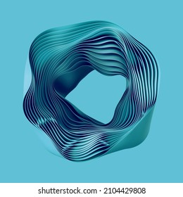 3d render  abstract layered curvy object and hole  isolated blue background  modern minimal wallpaper