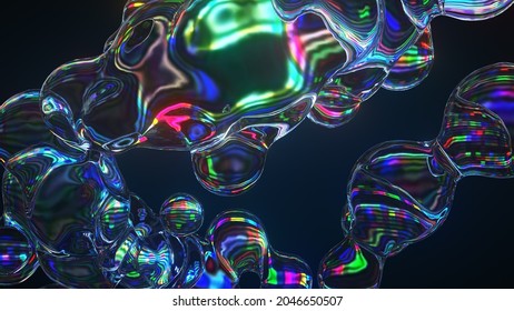 3D Render Abstract Liquid Glass Chromatic Aberrations Background