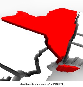 A 3d render of an abstract map of New York state