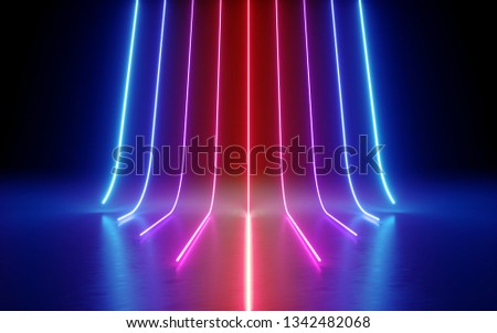3d render, abstract minimal background, glowing lines, cyber, chart, red blue neon lights, ultraviolet spectrum, laser show