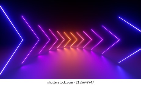 3d render  abstract minimal geometric wallpaper  colorful neon arrows over the black background