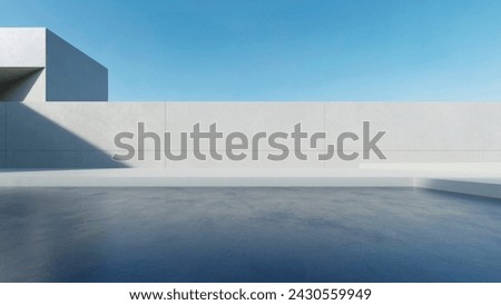 3d render of abstract modern architecture with empty concrete floor. Scene for car presentation.