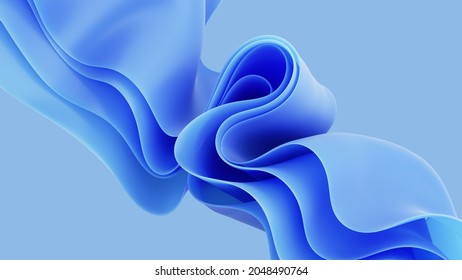 3d render, abstract modern blue background, folded ribbons macro, fashion wallpaper with wavy layers and ruffles