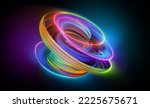 3d render, abstract neon background. Colorful twisted spiral glowing in the dark. Modern technological wallpaper