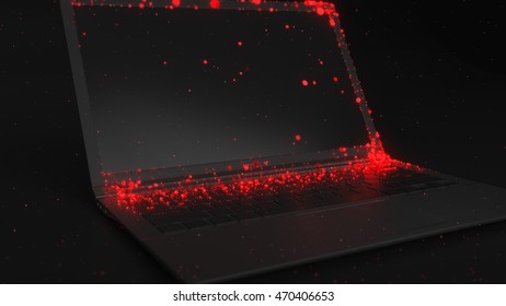 3d render of abstract notebook piece with balls symbolize virus, glossy detailed surface