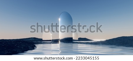 Similar – Image, Stock Photo Minimalist landscape of calm sea with sandy islets