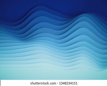 3d render, abstract paper shapes background, sliced layers, waves, hills, gradient blend, equalizer