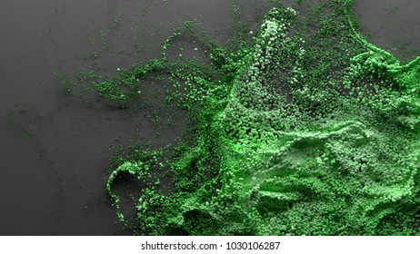 3d render abstract particle background. A lot of random particles forced with turbulence. Curl and twirl wavy forms.