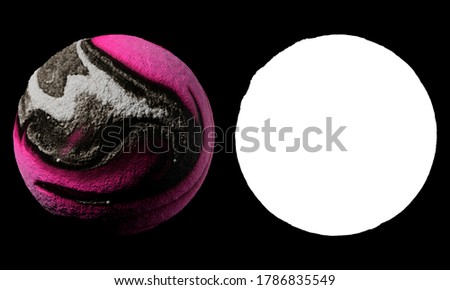3d render of abstract planet surface made of a lot of sphere particles. Colorful vibrant sphere. Isolated with luma mask.