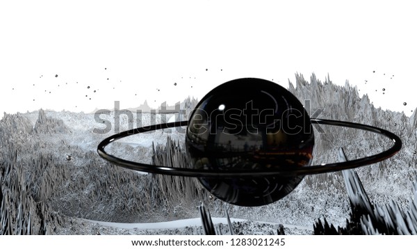 3d render of\
abstract planet surface. Very detailed sci fi or science fiction\
background in greyscale like moon landscape with 3d objects. Сosmic\
surface of the planet\
217