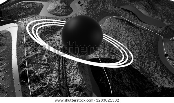 3d render of\
abstract planet surface. Very detailed sci fi or science fiction\
background in greyscale like moon landscape with 3d objects. Сosmic\
surface of the planet\
86