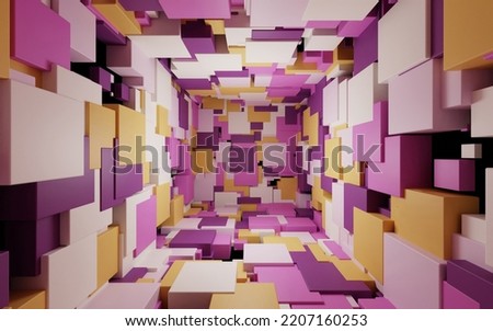 3D render abstract random color background modern geometric cube wallpaper