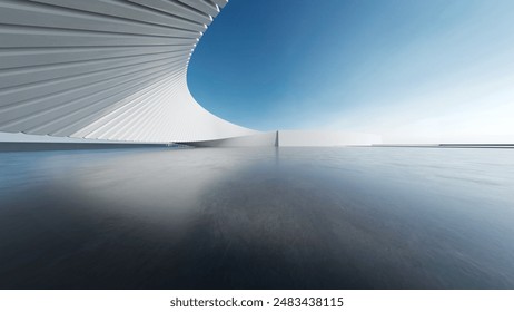 3d render of abstract structure futuristic architecture with empty concrete floor