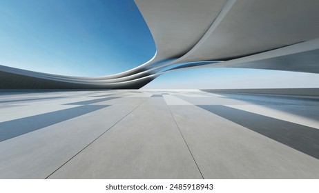 3d render of abstract structure futuristic architecture with empty concrete floor